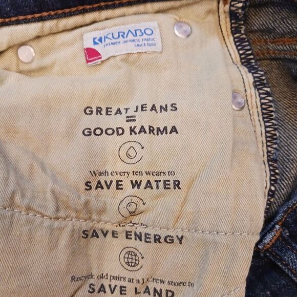 J CREW Men's Jeans Slim 30 x 30 Kurabo 484 Blue Denim Whiskered - Picture 14 of 16